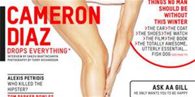 卡梅隆·迪亞茲 (Cameron Diaz) 性感登上《Esquire》雜誌英國版2012年11月刊封面，攝影師Terry Richardson掌鏡