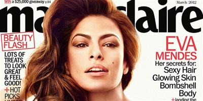 伊娃·門德斯(Eva Mendes)登《Marie Claire》2012年3月刊封面，大方分享保持窈窕身材的秘訣：健康飲食+跑步減肥