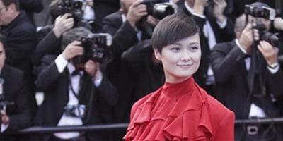 李宇春坎城紅毯短髮氣質耀眼 淡妝“大紅袍”壓場